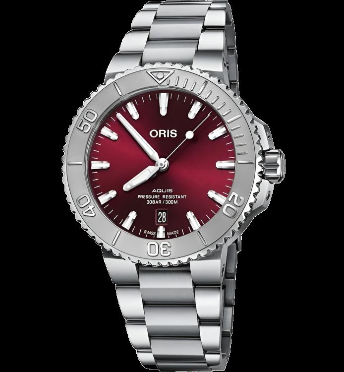 ORIS MOD. AQUIS TÂMARA RELEVO CEREJA