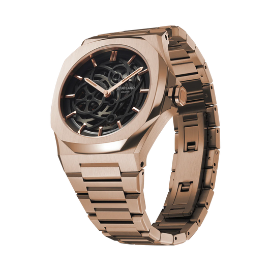 D1 MILANO Skeleton Bracelet Rose Gold - Automatic D1-SKBJ12